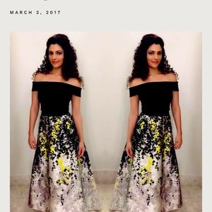 Theia off shoulder gorgeous gown